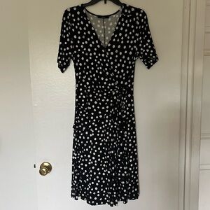 𝅺JERSEY Polkadot Dress faux wrap Midi M/L